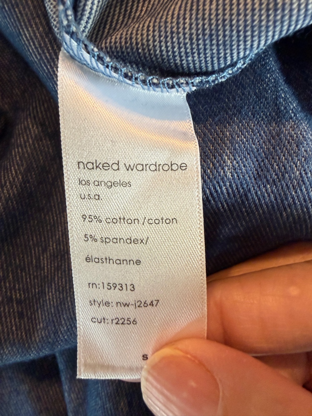 naked wardrobe Blue Denim Look One-Piece Super Stretchy Bodysuit / Romper S - Picture 4 of 6